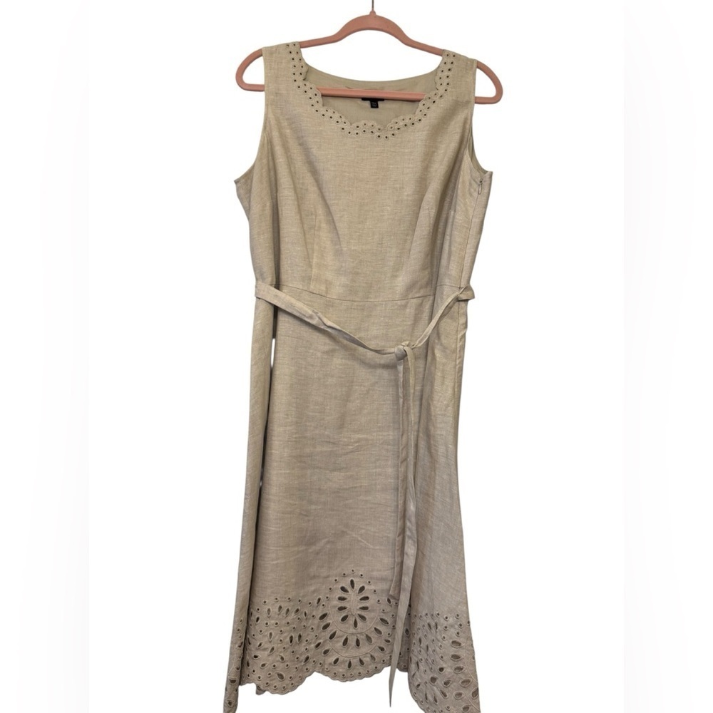 Talbots Linen Belted Sheath Dress